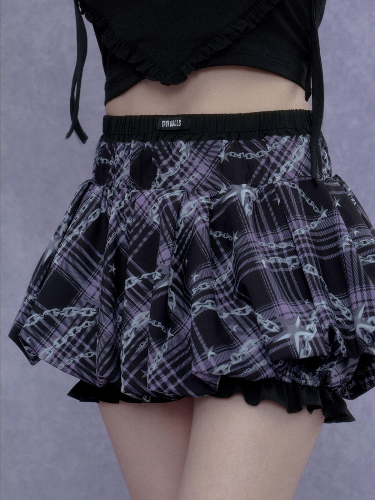 SagiDolls Chain Print Bubble Women's Polyester Mini Skirts