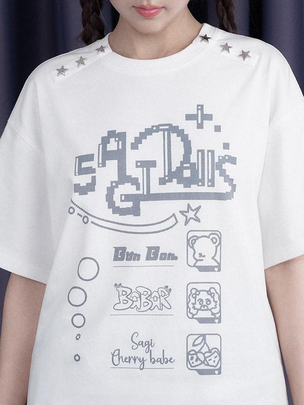 SagiDolls Creative Star And Letter Print Women's Cotton Blend Knit Short Sleeve T-shirts
