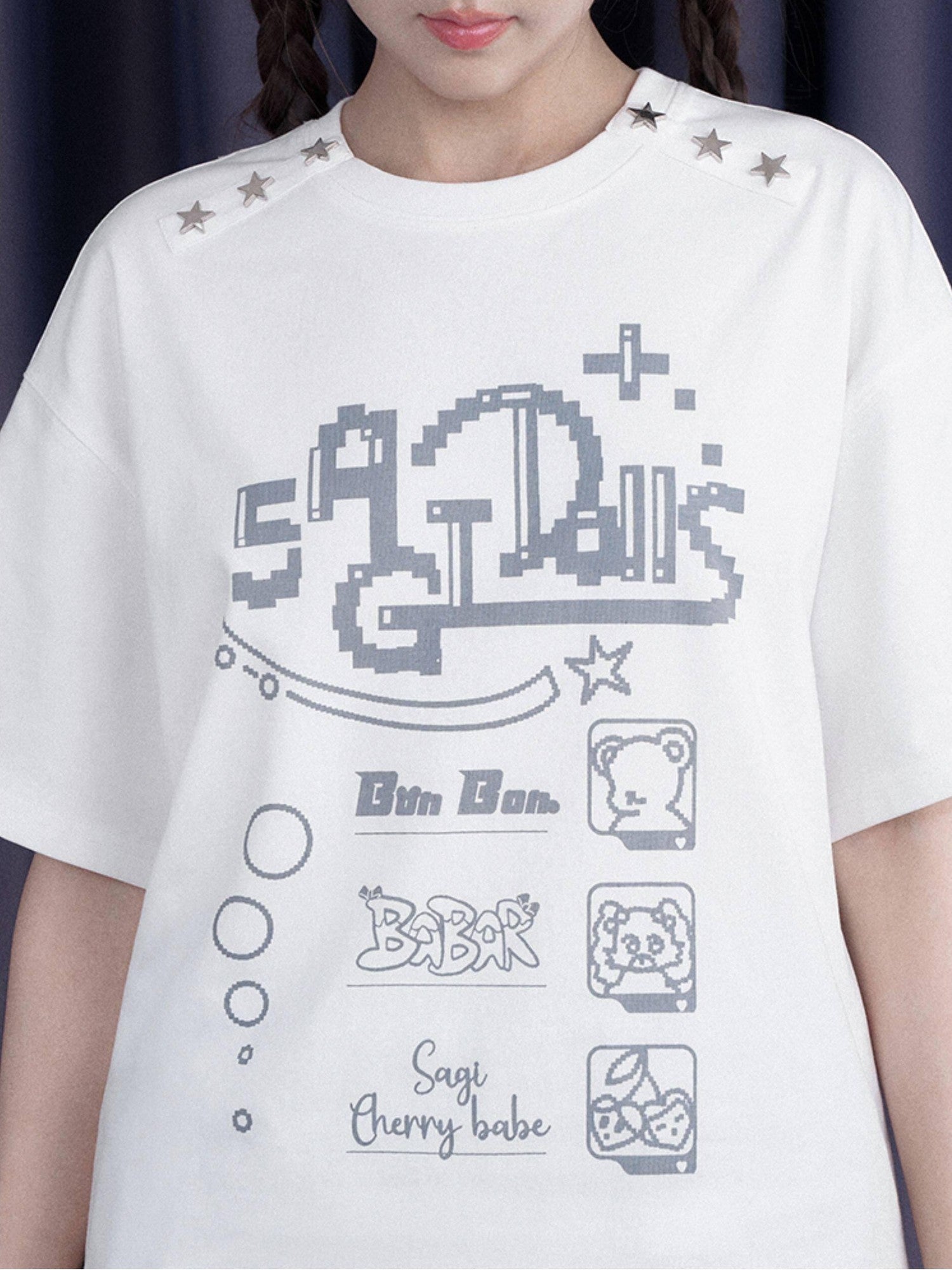 SagiDolls Creative Star And Letter Print Women's Cotton Blend Knit Short Sleeve T-shirts