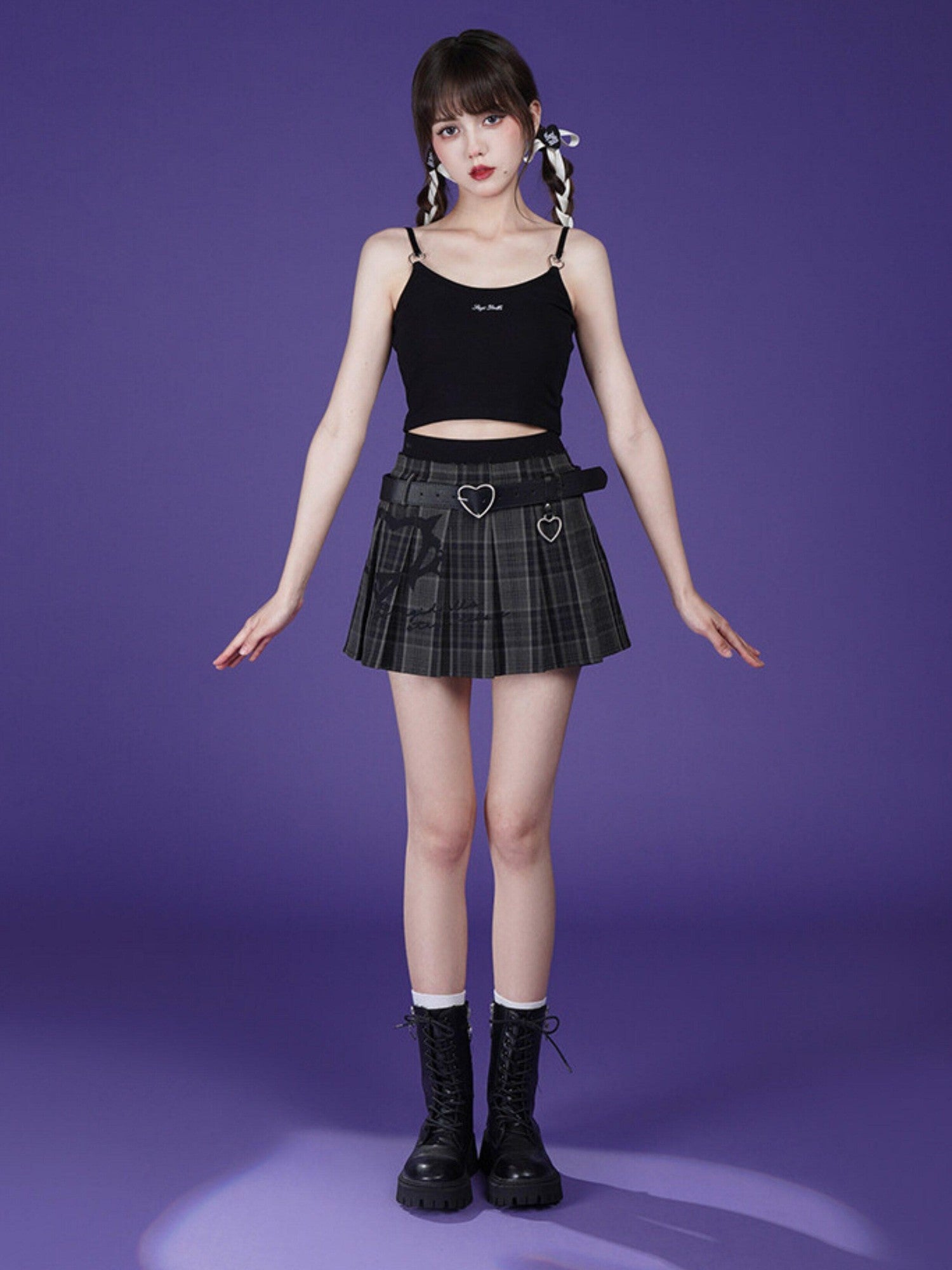 SagiDolls Dark 3d Bat Embellished Slim Short Women's Cotton Blend Tank Tops