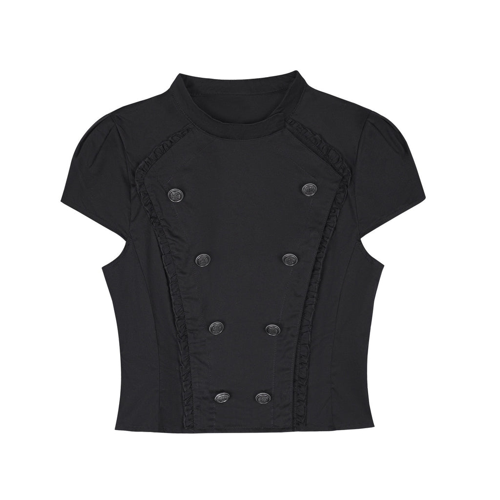 SagiDolls_Dark_Girlish_Double_Breasted_Stand_Collar_Women's_Cotton_Short_Sleeve_T-shirts_1057055641426_MISSTT