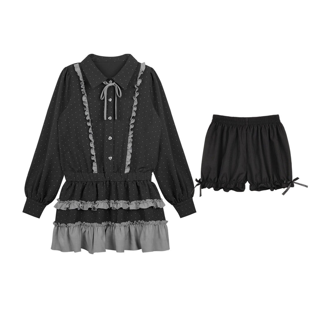 SagiDolls_Dark_Gray_Polka_Dot_Brooch_Cake_Skirt_Loose_Women's_Lyocell_Casual_Mini_Dresses_1005940063262_MISSTT
