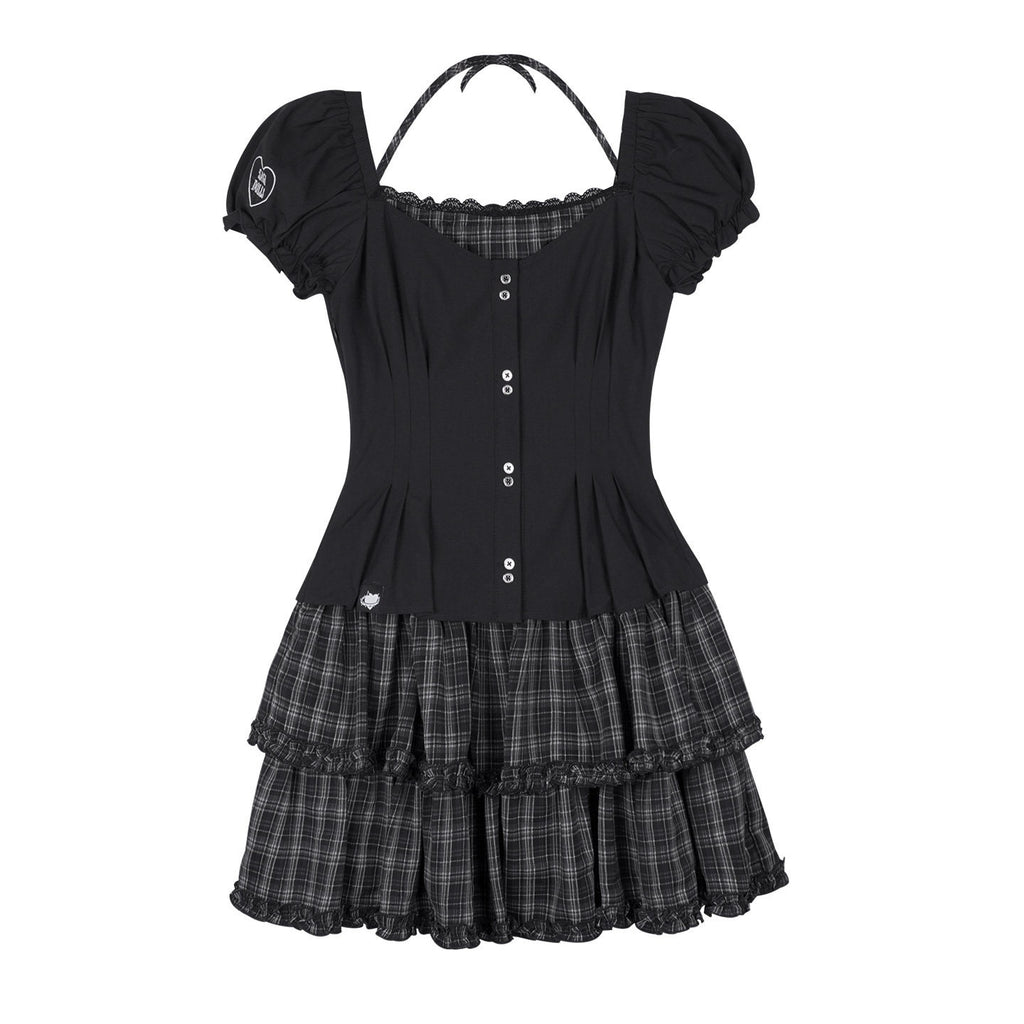 SagiDolls_Dark_Halter_Fake_Two_Piece_Puff_Sleeve_Women's_Polyester_Corset_Mini_Dresses_1057985936854_MISSTT