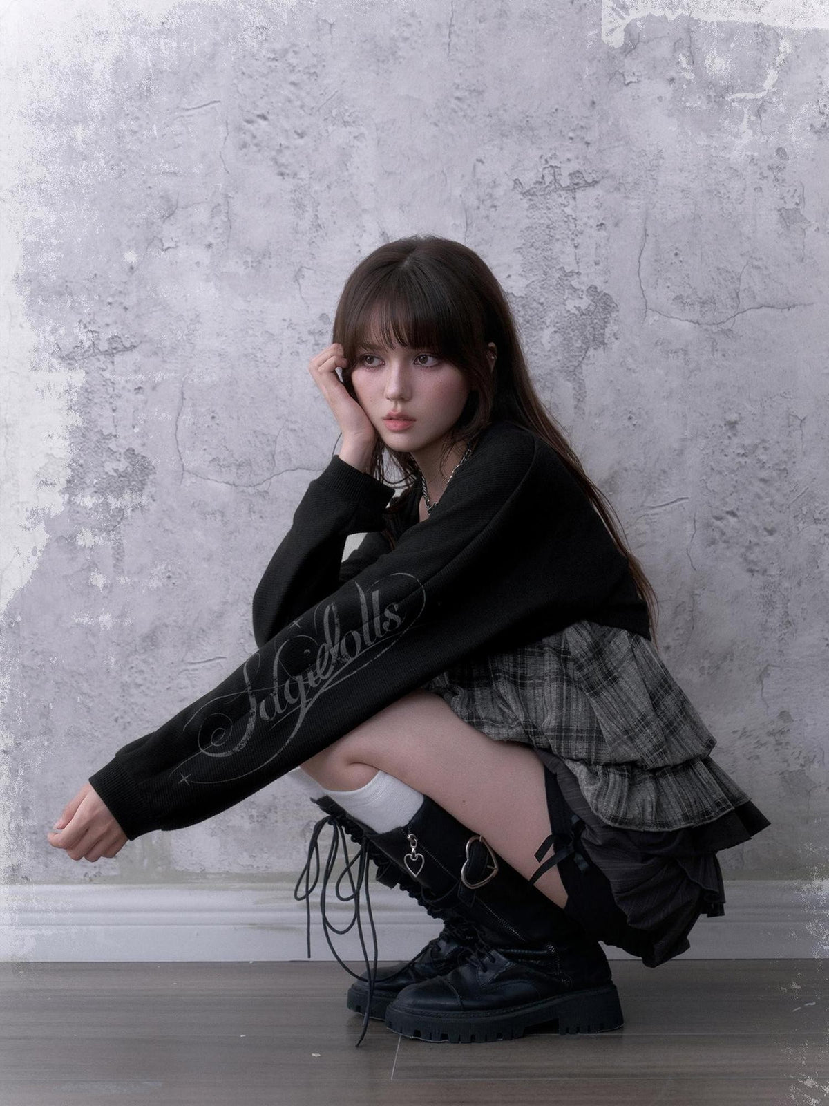 SagiDolls Dark Print Loose Lantern Sleeve Tie Front Knit Women's Polyester Boleros & Shrugs