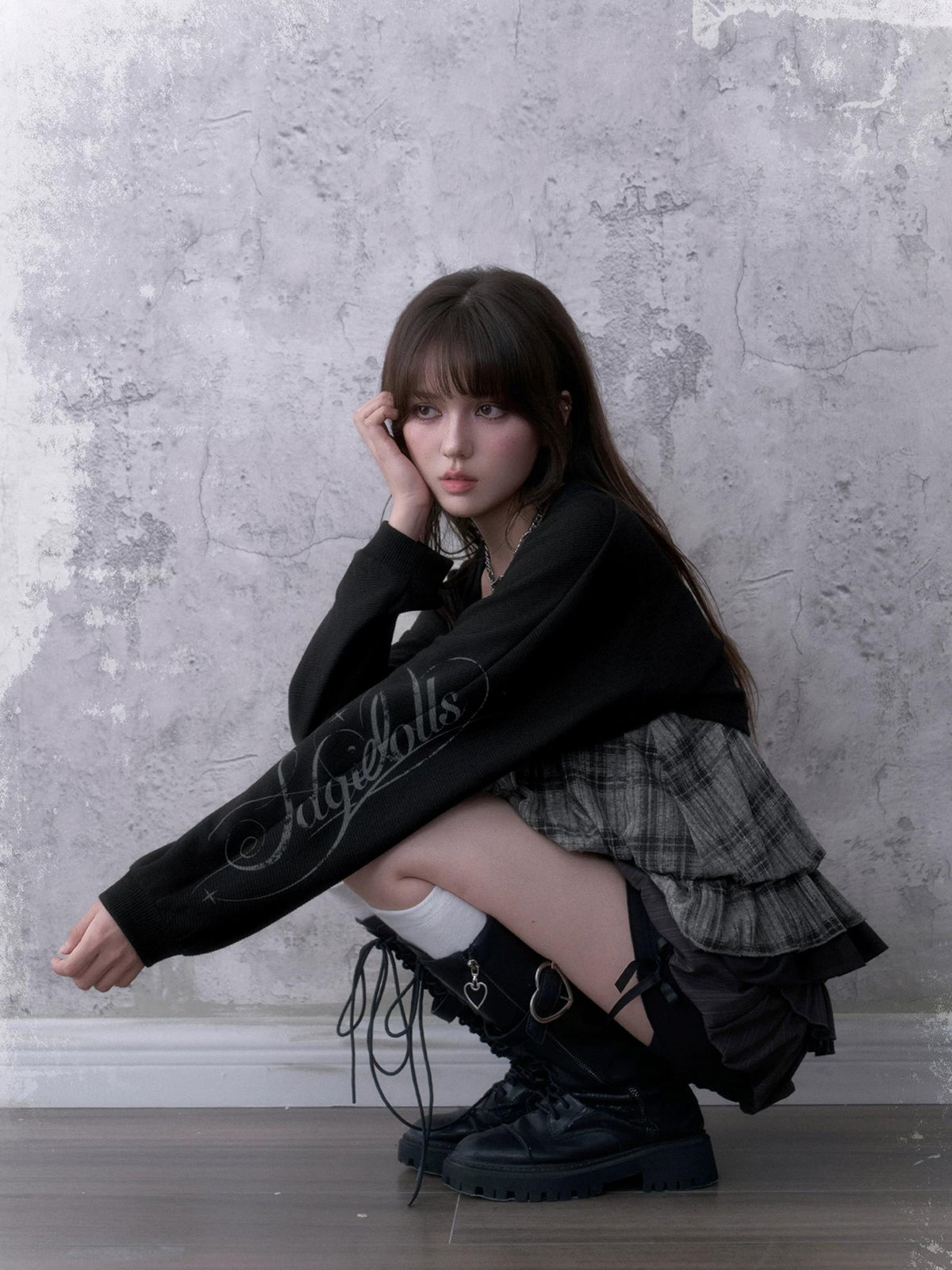 SagiDolls Dark Print Loose Lantern Sleeve Tie Front Knit Women's Polyester Boleros & Shrugs