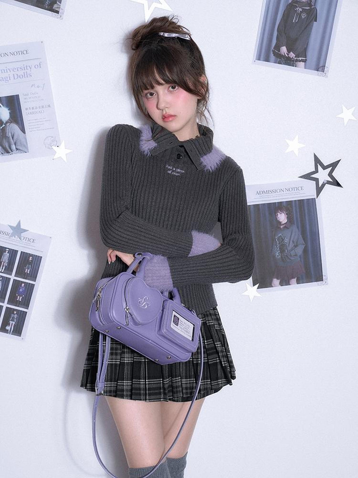 SagiDolls Embroidered Letter Slim Fit Women's Knit Turtleneck Sweaters