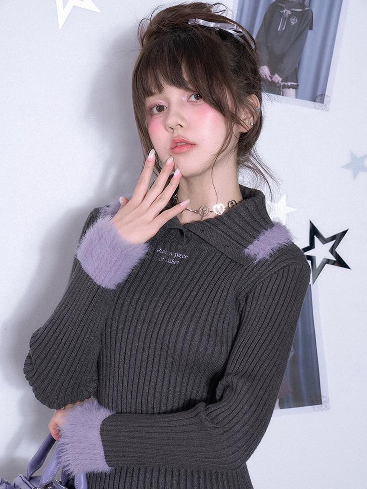 SagiDolls Embroidered Letter Slim Fit Women's Knit Turtleneck Sweaters
