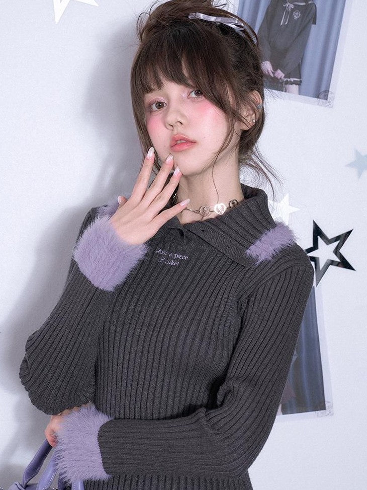 SagiDolls Embroidered Letter Slim Fit Women's Knit Turtleneck Sweaters