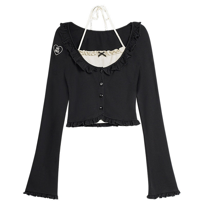 SagiDolls_Embroidered_Ruffle_Trim_Slim_Fit_Cotton_Knit_Women's_Boleros_&_Shrugs_763625753606_MISSTT