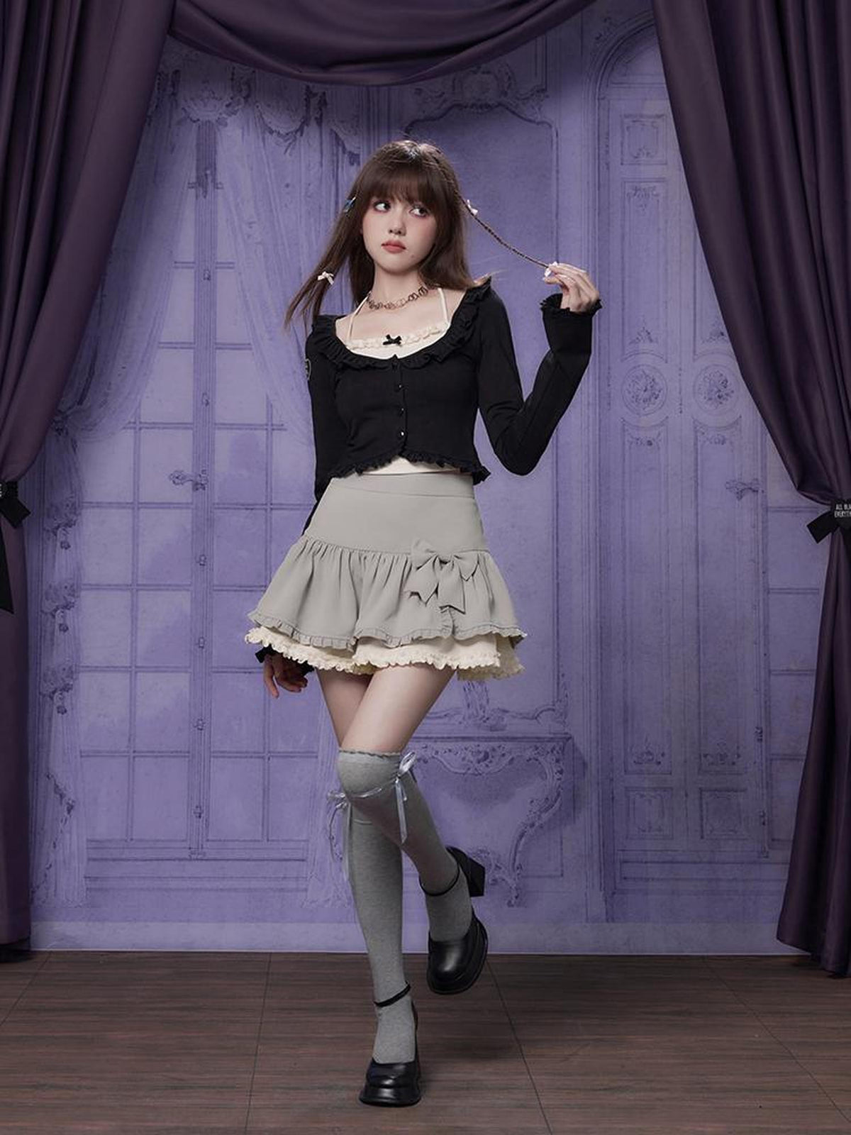 SagiDolls Embroidered Ruffle Trim Slim Fit Cotton Knit Women's Boleros & Shrugs