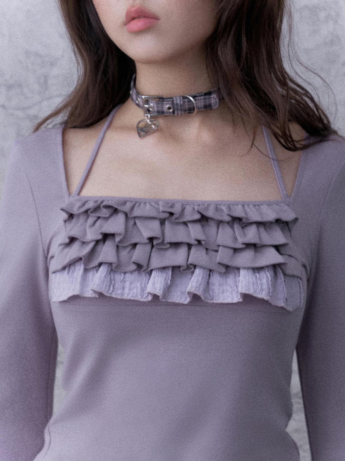 SagiDolls Embroidered Ruffled Square Neck Flared Sleeve Cotton Women's Long Sleeve T-shirts