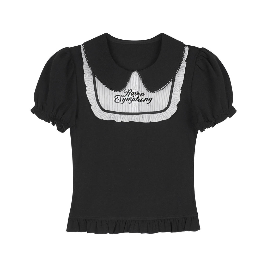 SagiDolls_Gothic_Embroidered_Doll_Collar_Puff_Sleeve_Women's_Cotton_Short_Sleeve_T-shirts_1040702035791_MISSTT