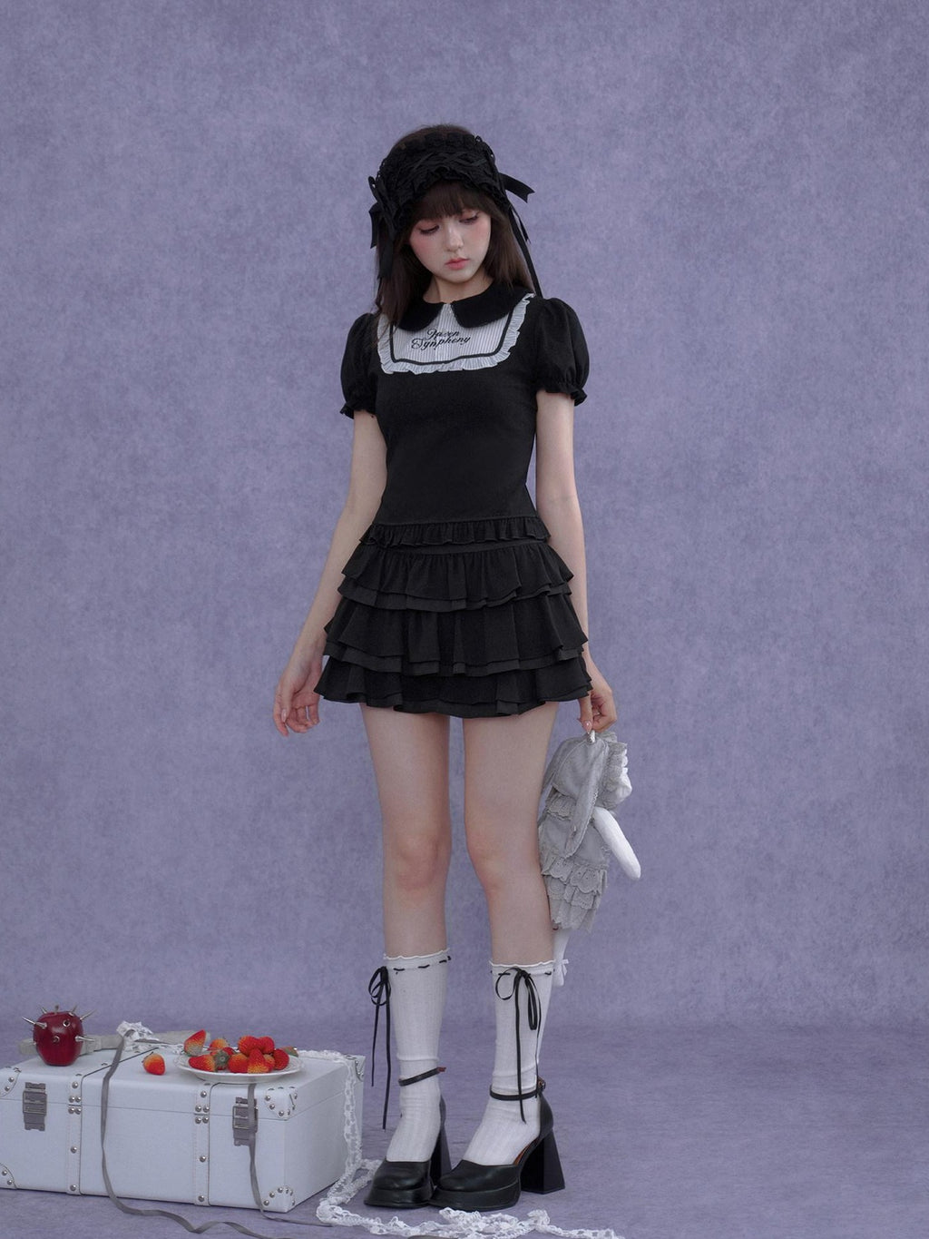 SagiDolls Gothic Embroidered Doll Collar Puff Sleeve Women's Cotton Short Sleeve T-shirts