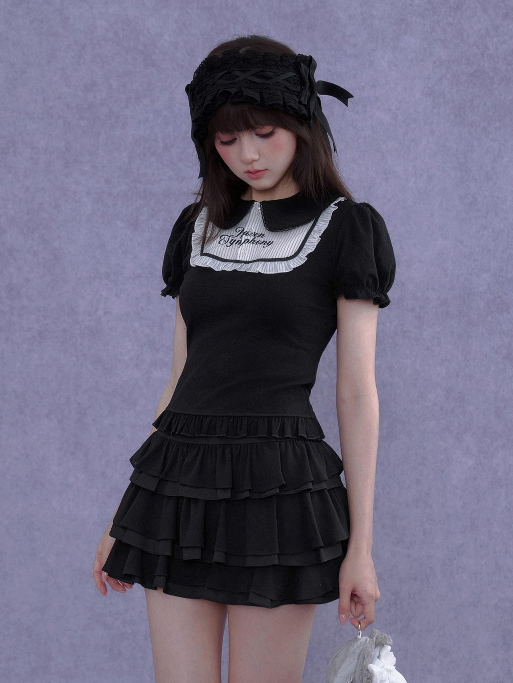 SagiDolls Gothic Embroidered Doll Collar Puff Sleeve Women's Cotton Short Sleeve T-shirts