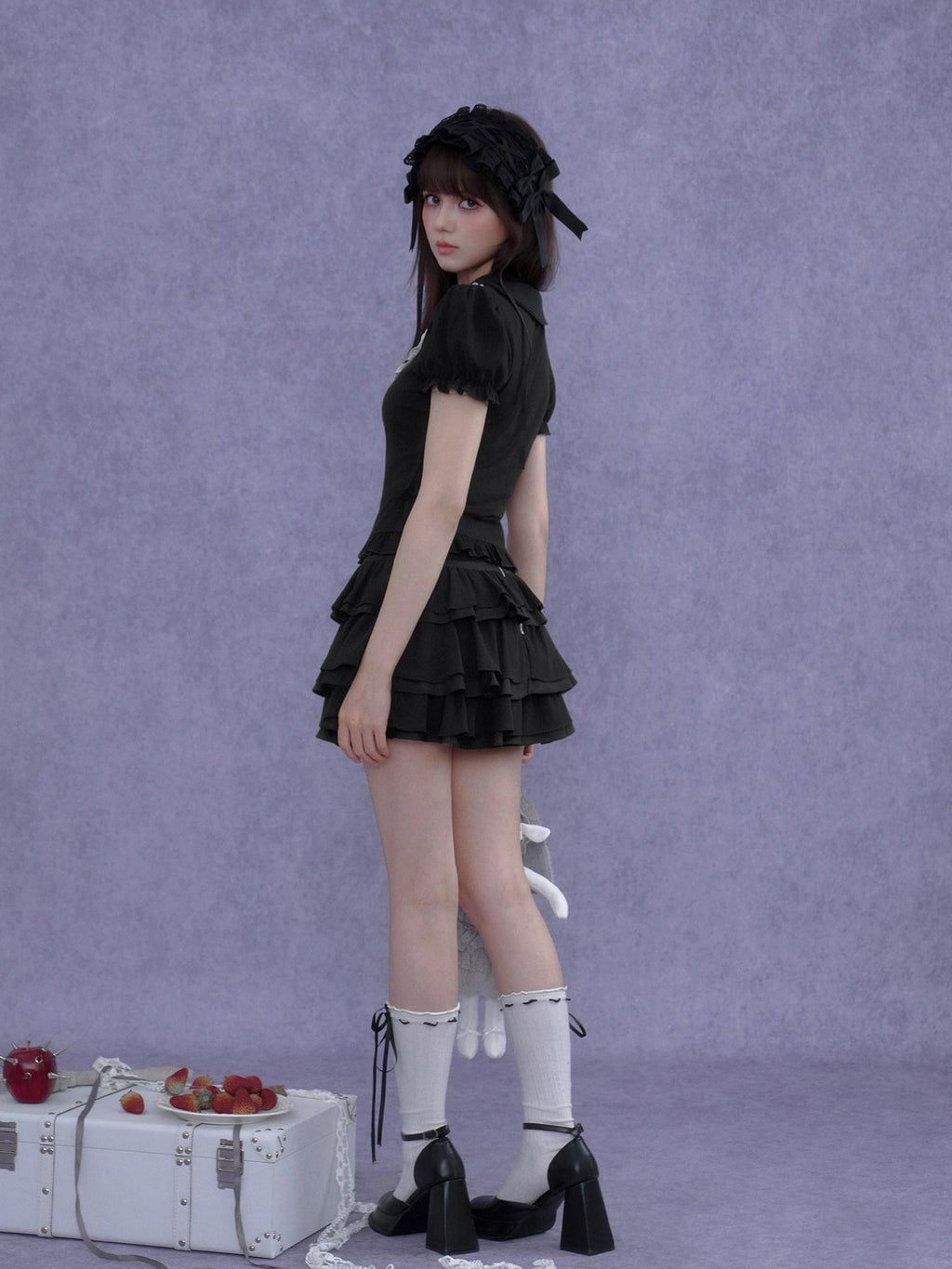 SagiDolls Gothic Embroidered Doll Collar Puff Sleeve Women's Cotton Short Sleeve T-shirts