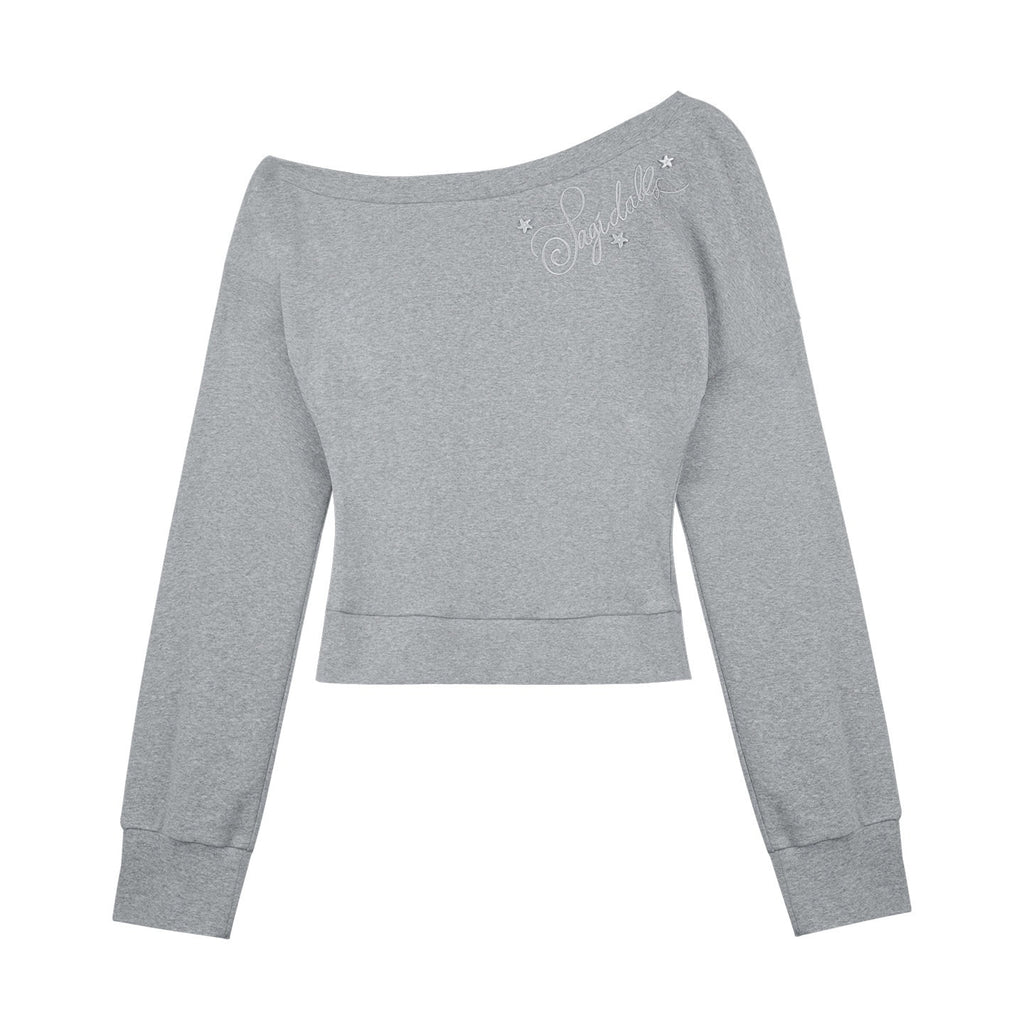 SagiDolls_Gray_Embroidered_Slanted_Women's_Cotton_Off-shoulder_T-shirts_966509112556_MISSTT