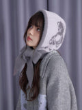 SagiDolls Gray Purple Bear Scarf Animal Knitted Warm Women's Nylon Beanies