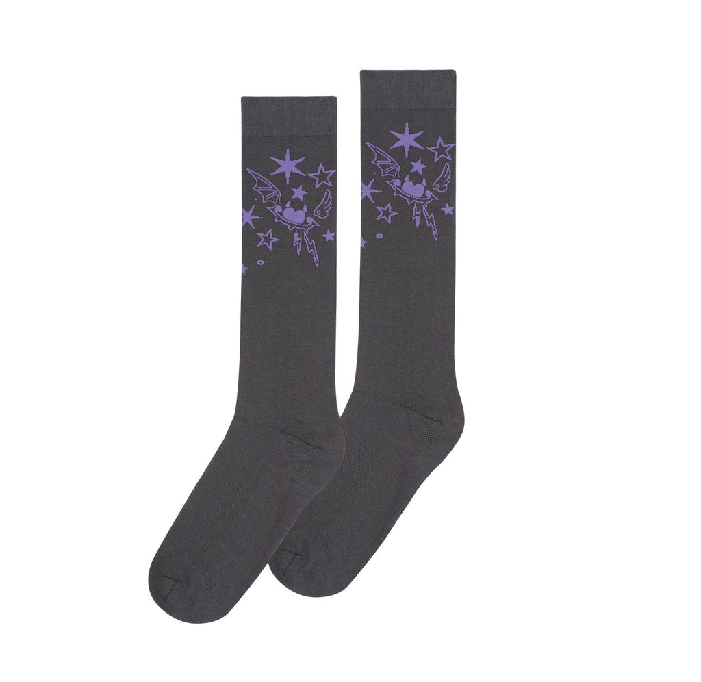 SagiDolls_Gray_Purple_Graffiti_Jacquard_Cartoon_Women's_Cotton_Blend_Crew_Socks_996576103014_MISSTT