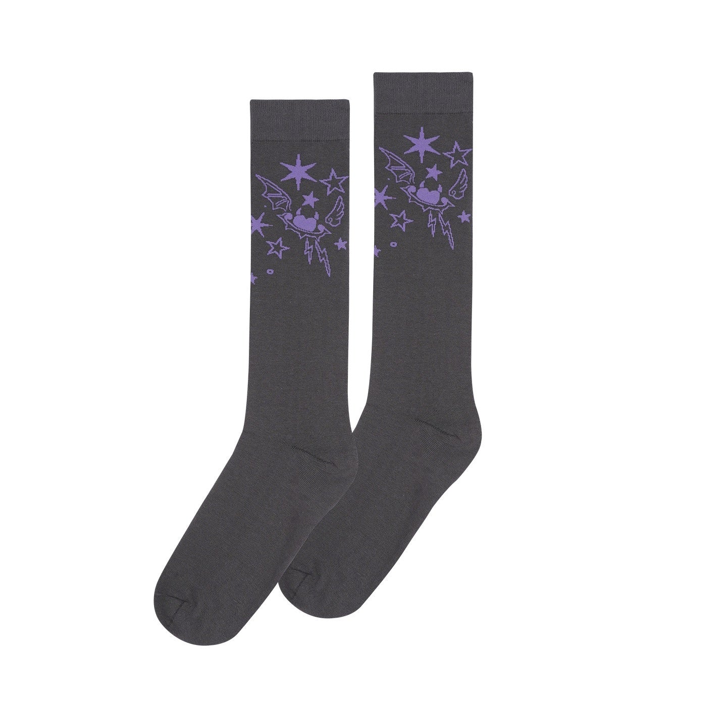 SagiDolls_Gray_Purple_Graffiti_Jacquard_Cartoon_Women's_Cotton_Blend_Crew_Socks_996576103014_MISSTT