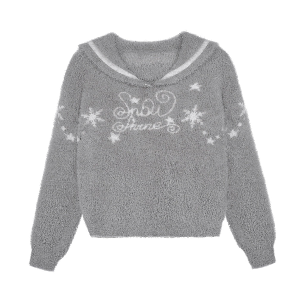SagiDolls_Grey_Faux_Mink_Sailor_Collar_Letter_Jacquard_Loose_Fit_Women's_Knit_Sweaters_1090791022776_MISSTT