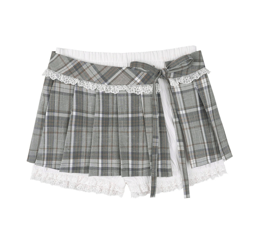 SagiDolls_Grey_Green_Plaid_Lace_Side_Slit_Inner_Shorts_Women's_Polyester_Pleated_Skirts_1020527021553_MISSTT