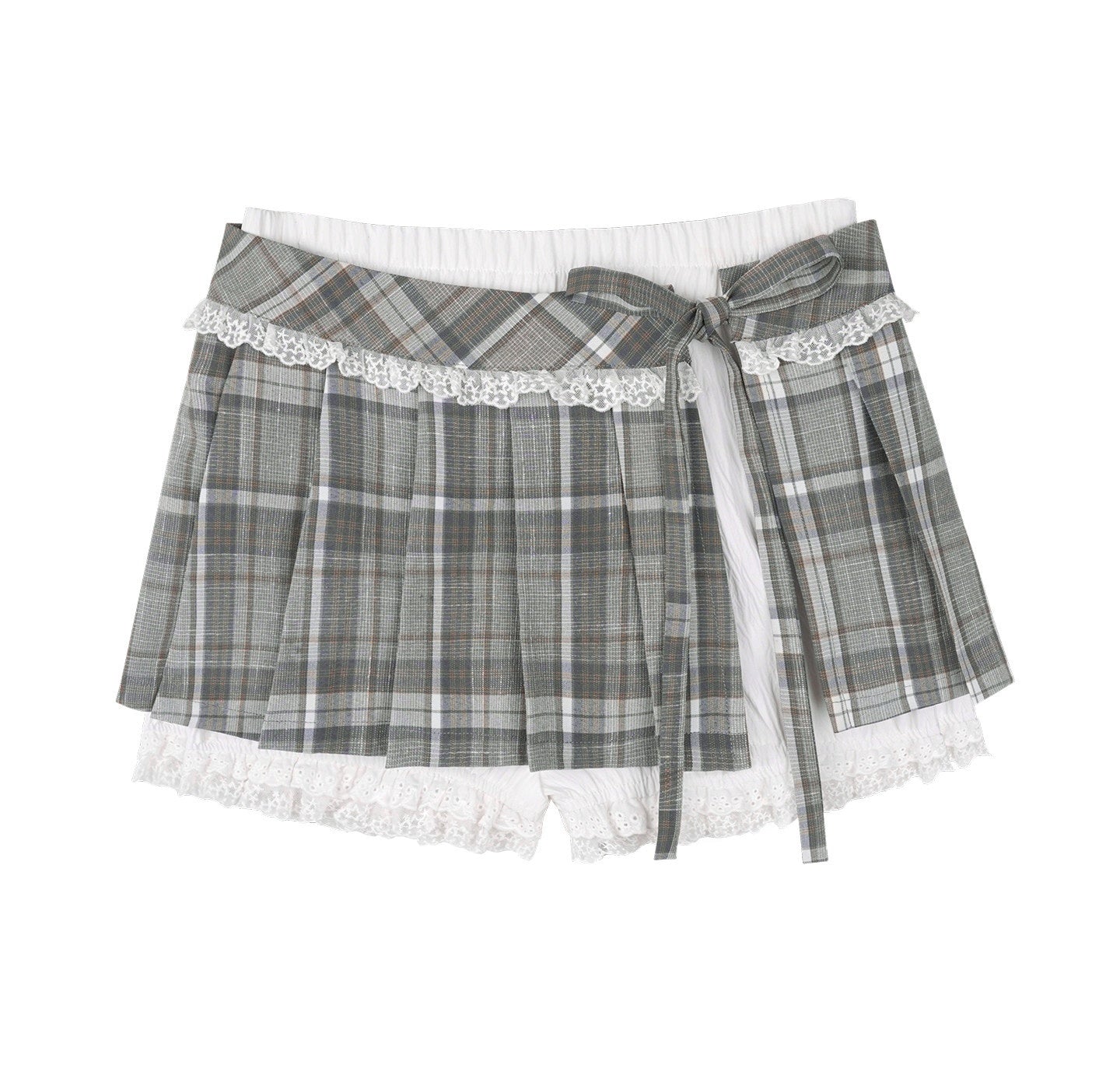 SagiDolls_Grey_Green_Plaid_Lace_Side_Slit_Inner_Shorts_Women's_Polyester_Pleated_Skirts_1020527021553_MISSTT