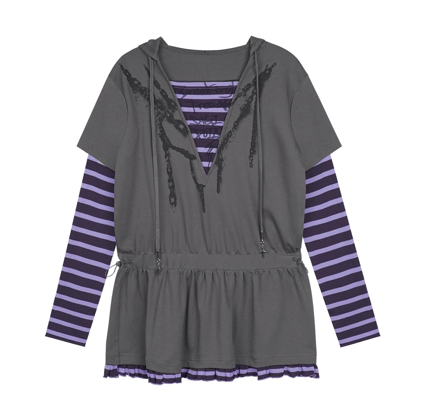 SagiDolls_Grey_Hooded_Printed_Faux_Layered_Women's_Cotton_Blend_Casual_Mini_Dresses_980257438137_MISSTT