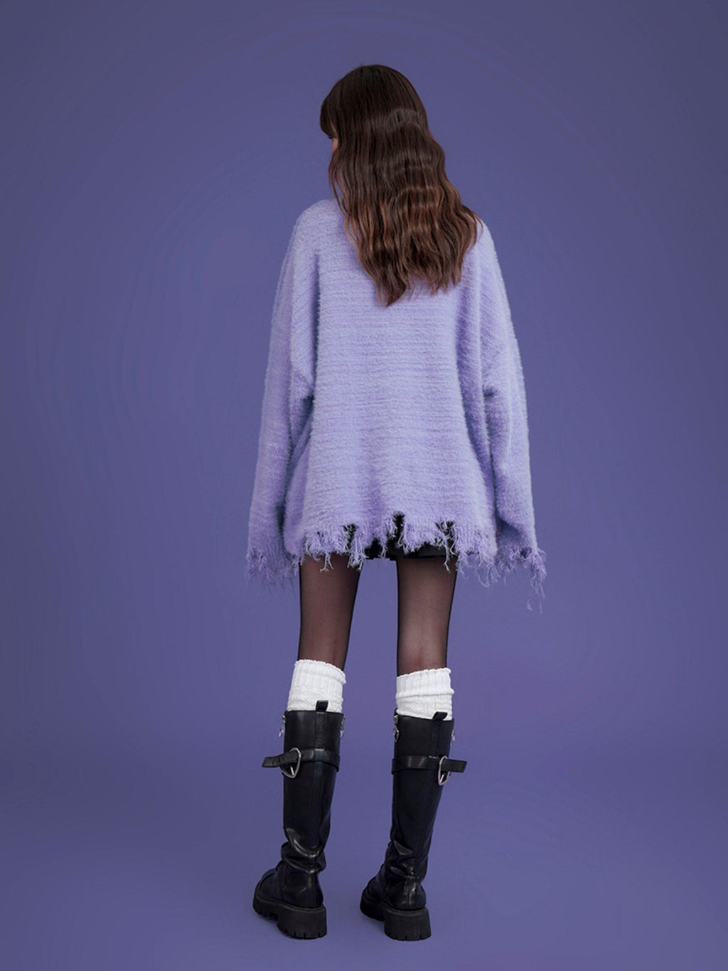 SagiDolls Lavender Tassel Chunky Loose Women's Faux Mink Blend Sweaters