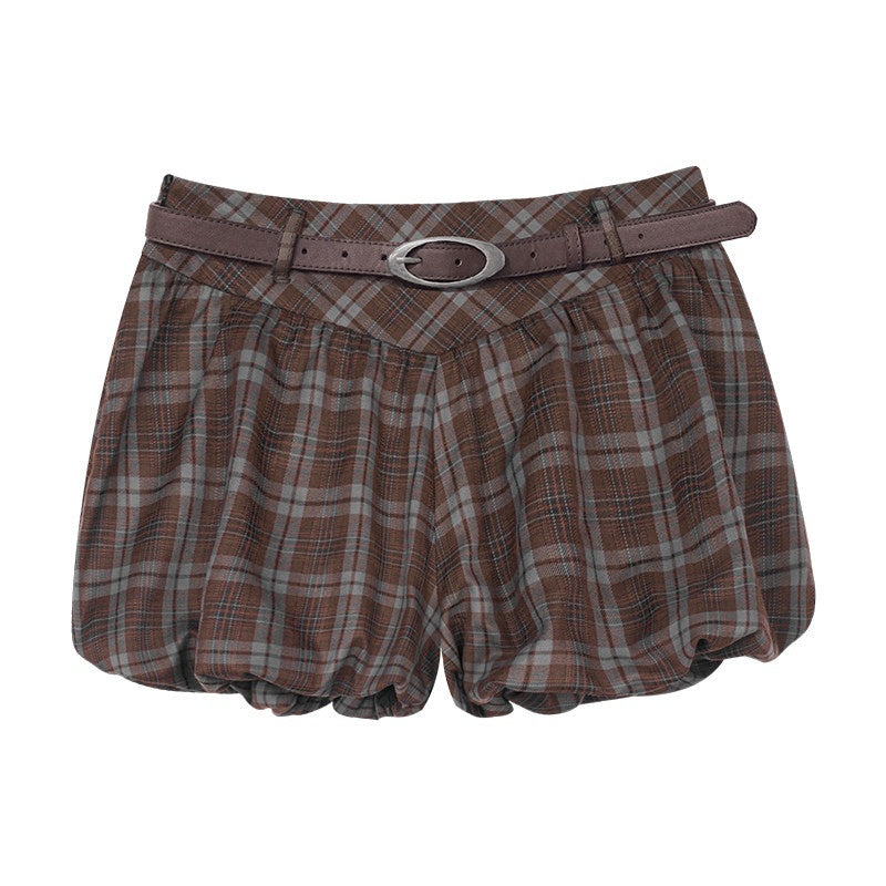 SagiDolls_Leg_Lengthening_Brown_Plaid_Tulip_Lantern_Women's_Polyester_Blend_Harem_Pants_915105108738_MISSTT