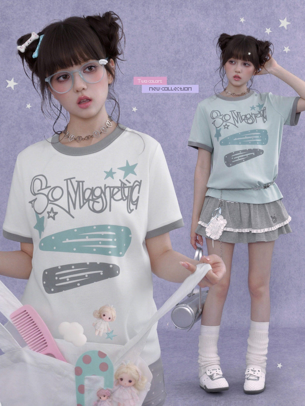SagiDolls Letter Print Crewneck Women's Cotton Loose Slim Short Sleeve T-shirts