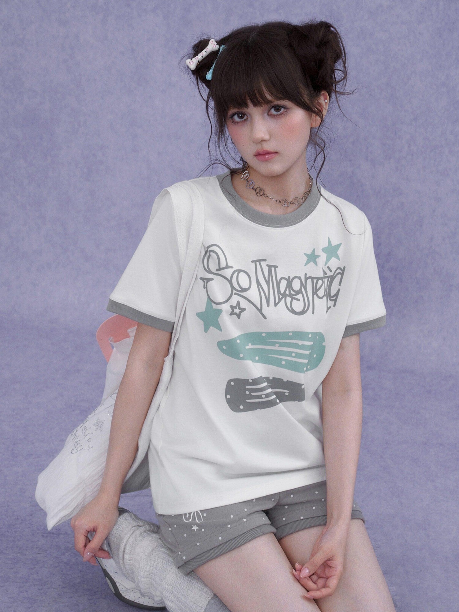 SagiDolls Letter Print Crewneck Women's Cotton Loose Slim Short Sleeve T-shirts