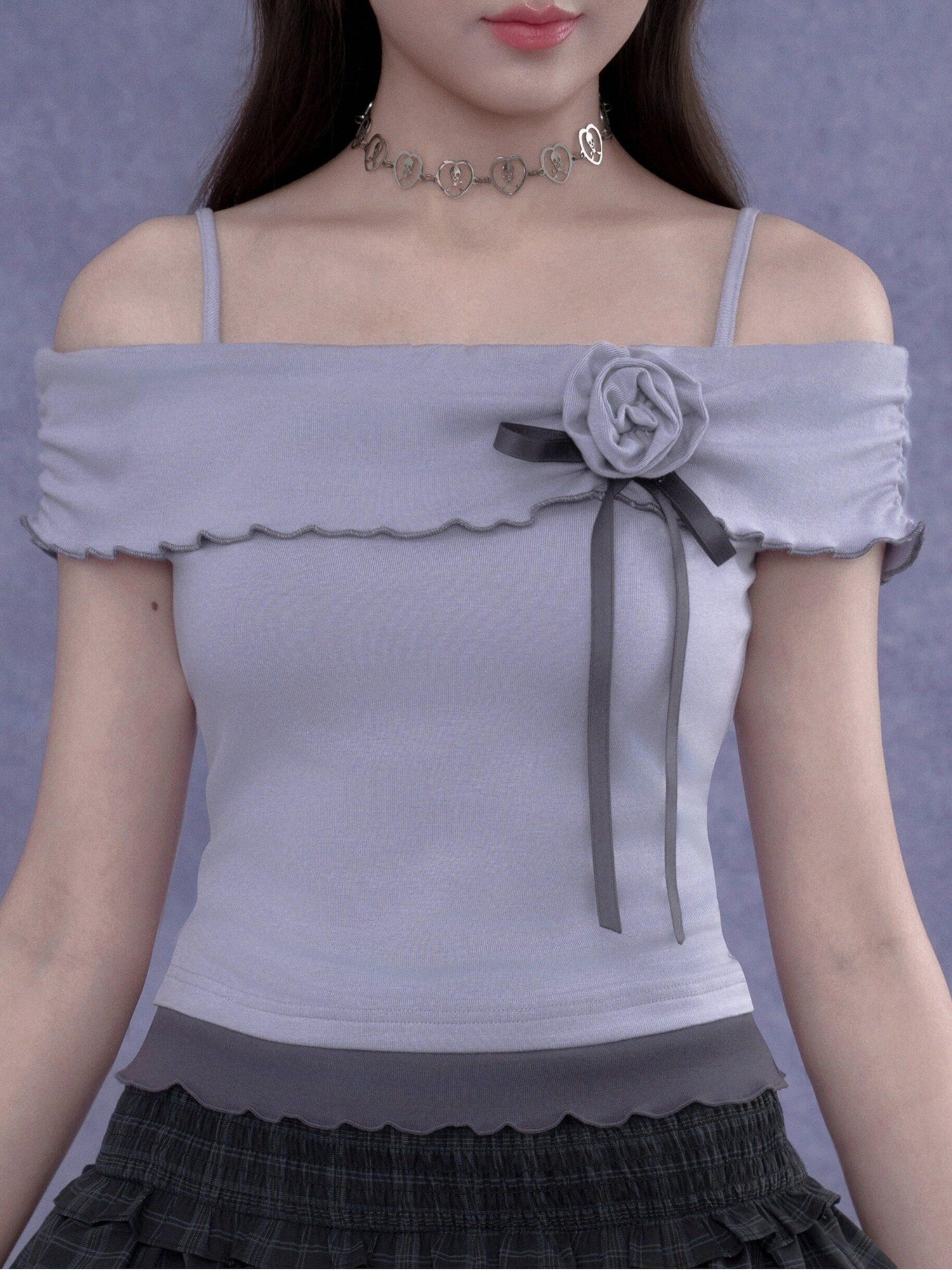 SagiDolls Lilac Rose Lace Twist Knit One Shoulder Women's Rayon Spandex Camisoles