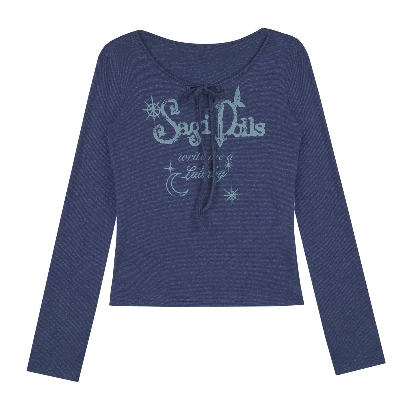 SagiDolls_Midnight_Blue_Letter_Print_Relaxed_Fit_Women's_Cotton_Blend_Long_Sleeve_T-shirts_998693500372_MISSTT