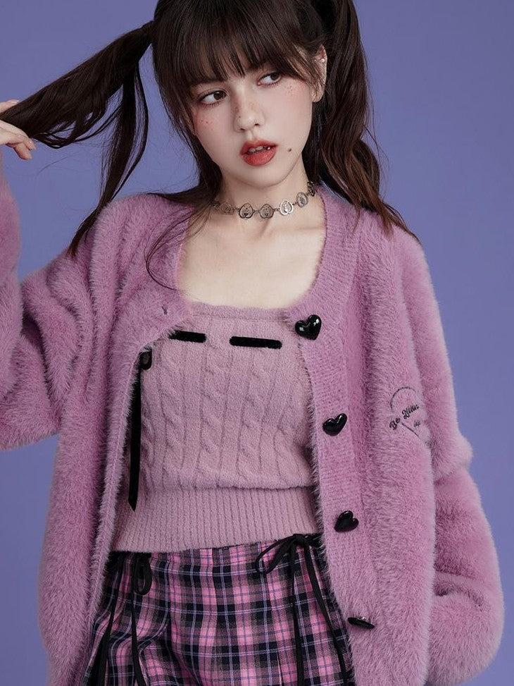 SagiDolls Pink Sweet Strappy Knit Women's Nylon Cardigans