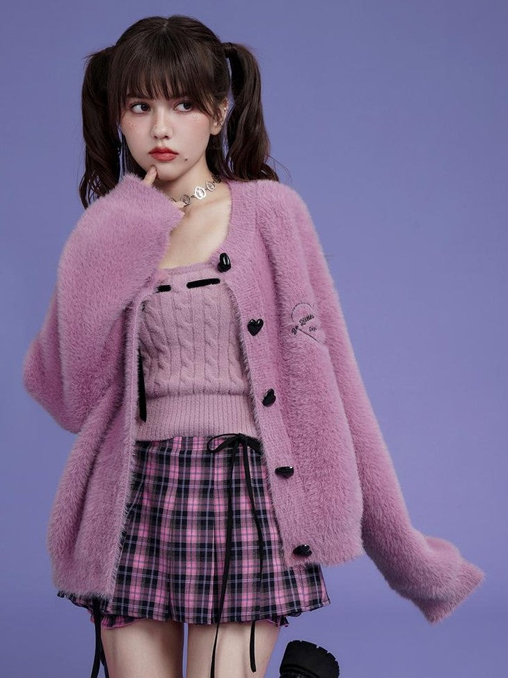 SagiDolls Pink Sweet Strappy Knit Women's Nylon Cardigans