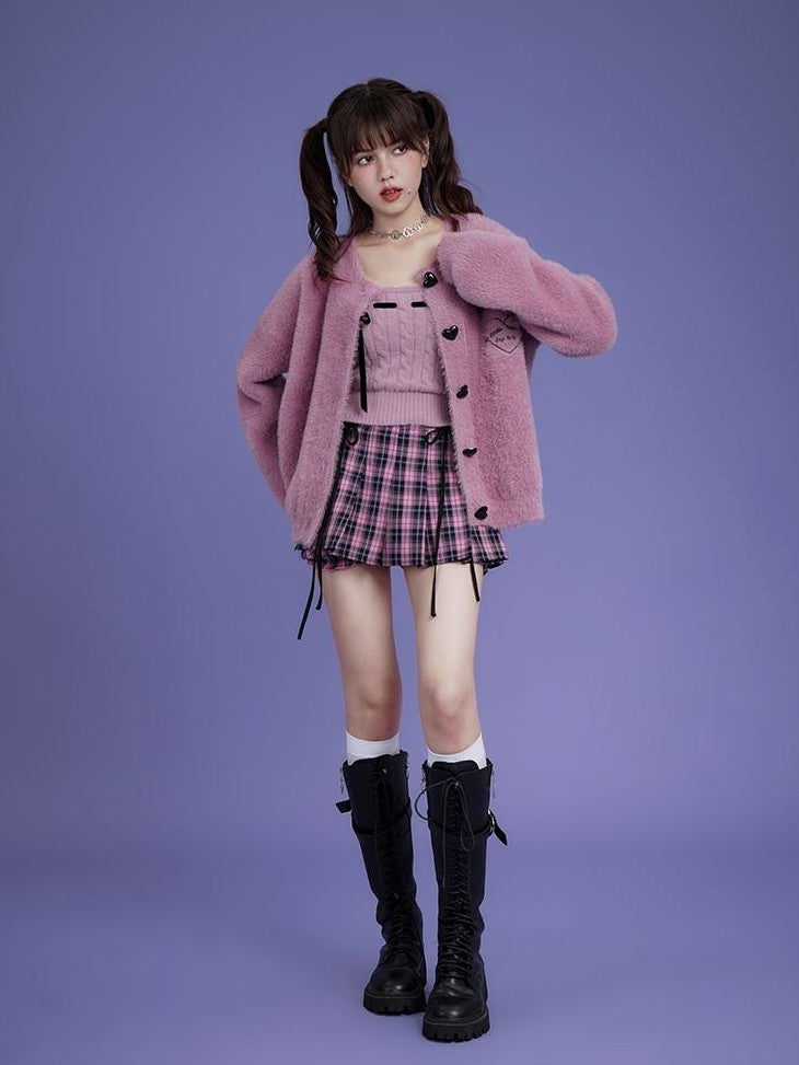 SagiDolls Pink Sweet Strappy Knit Women's Nylon Cardigans