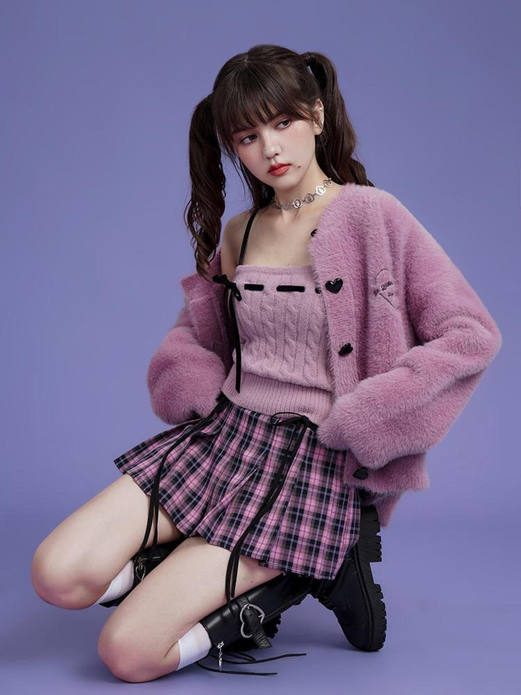 SagiDolls Pink Sweet Strappy Knit Women's Nylon Cardigans