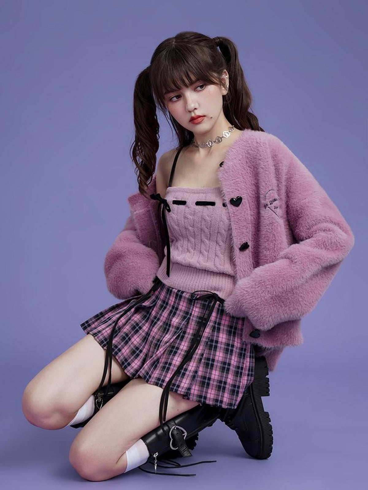 SagiDolls Pink Sweet Strappy Knit Women's Nylon Cardigans