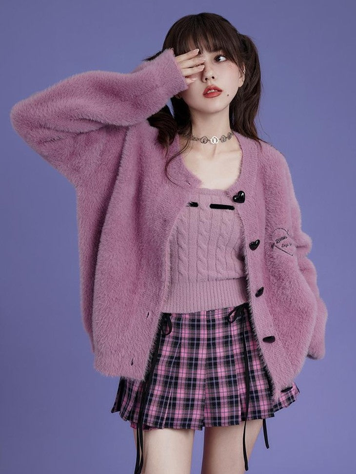 SagiDolls Pink Sweet Strappy Knit Women's Nylon Cardigans