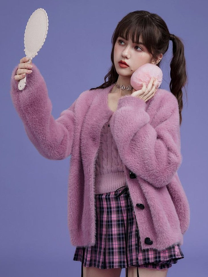 SagiDolls Pink Sweet Strappy Knit Women's Nylon Cardigans