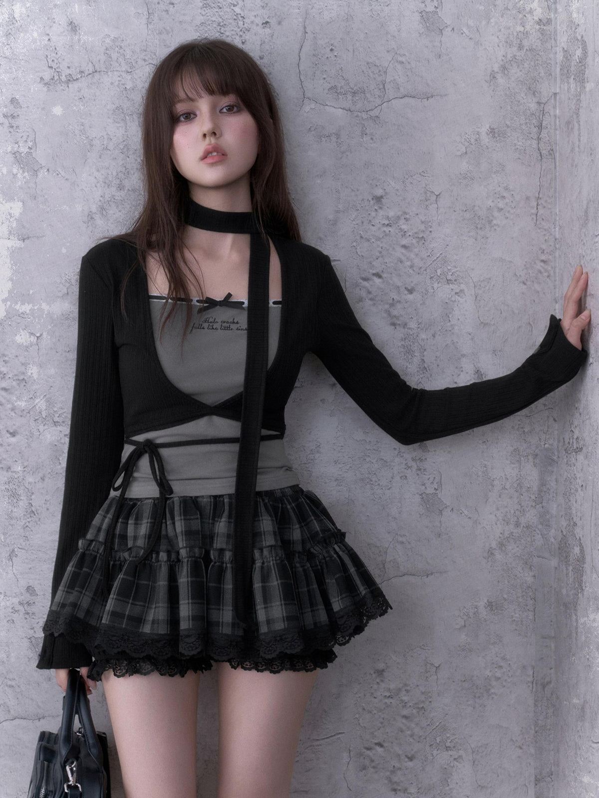 SagiDolls Plaid Layered Lace Low Rise Puffy Women's Polyester Mini Skirts