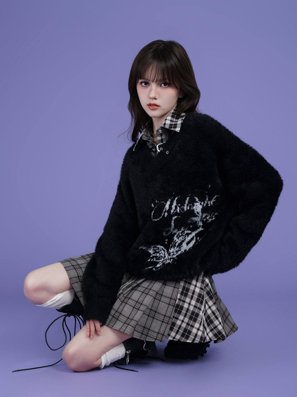 SagiDolls Plaid Patchwork Layered Aline Shirt Women's Polyester Casual Mini Dresses