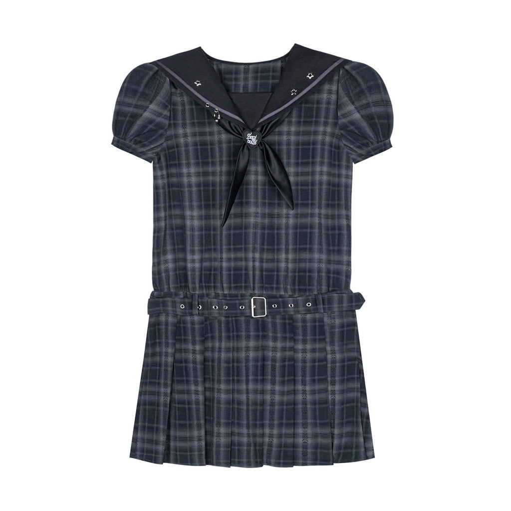 SagiDolls_Plaid_Sailor_Collar_Puff_Sleeve_Women's_Polyester_Textured_Casual_Mini_Dresses_1054852445509_MISSTT