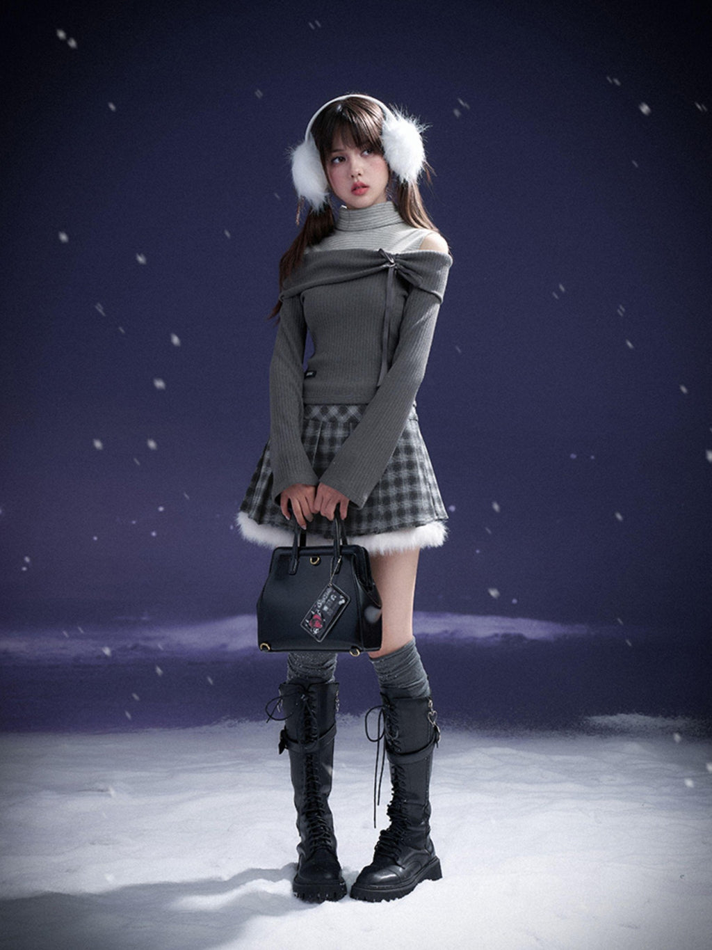 SagiDolls Pleated Embroidered Plush Plaid Sweet Women's Polyester Mini Skirts