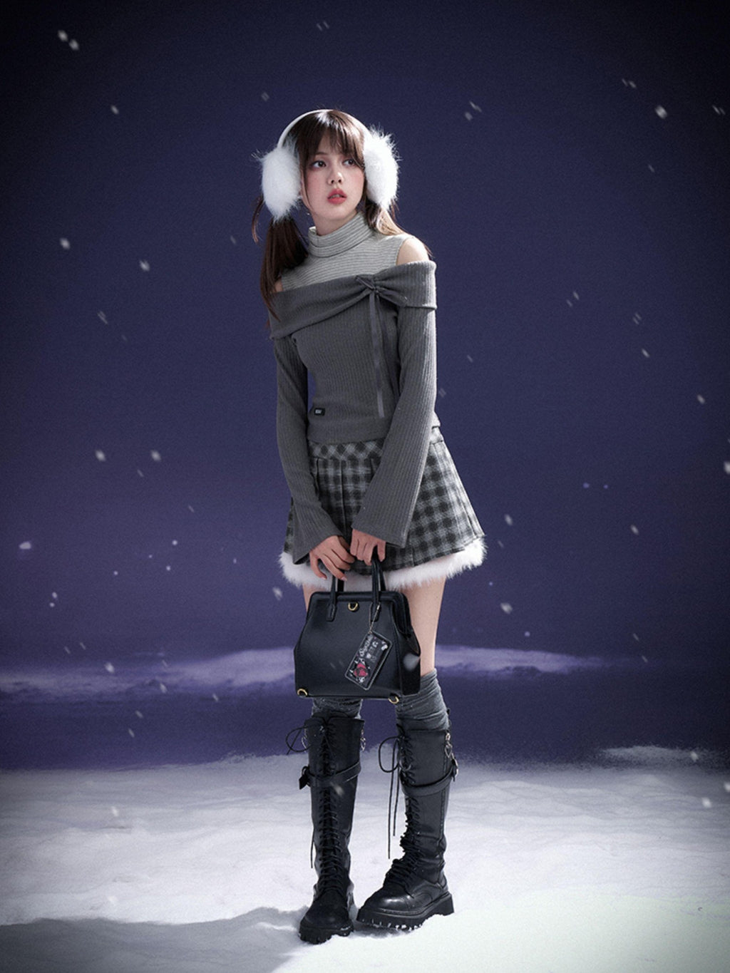 SagiDolls Pleated Embroidered Plush Plaid Sweet Women's Polyester Mini Skirts