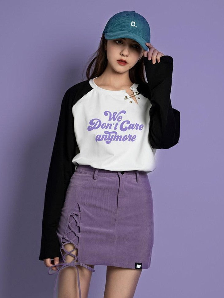 SagiDolls Purple Tie Waist Split Faux Two Piece Aline Women's Woven Polyester Skorts