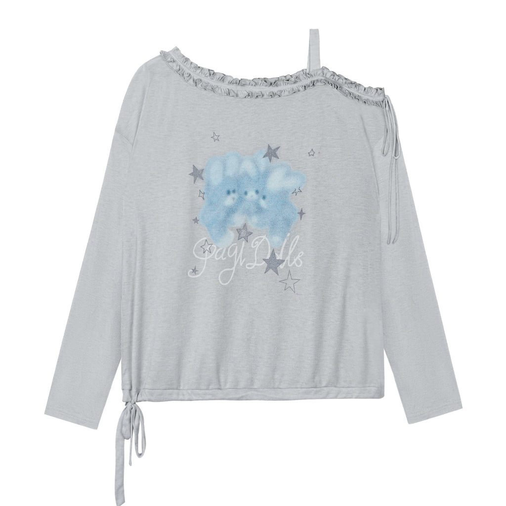 SagiDolls_Rabbit_Print_Asymmetric_Neck_Loose_Fit_Women's_Polyester_Long_Sleeve_T-shirts_1075900152150_MISSTT