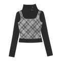 SagiDolls_Retro_Black_White_Check_Embroidered_Patchwork_Women's_Viscose_Blend_Long_Sleeve_T-shirts_979713111589_MISSTT