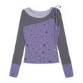 SagiDolls_Star_Print_Color_Block_Lace_Up_Women's_Long_Sleeve_T-shirts_1079110550402_MISSTT