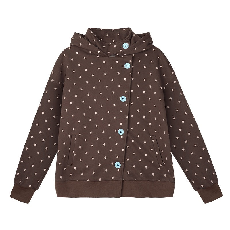 SagiDolls_Star_Print_Fleece_Lined_Stand_Collar_Women's_Cotton_Zip-up_Hoodies_1087749081993_MISSTT